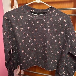 Forever 21 Black Floral Long Sleeve Top
